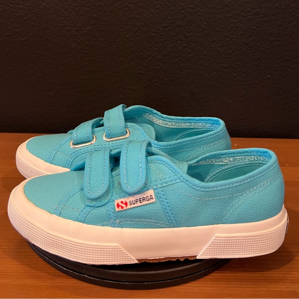 Superga Big Kids Turquoise Low Top Hook And Loop Sneakers Shoes Size JR 2.5